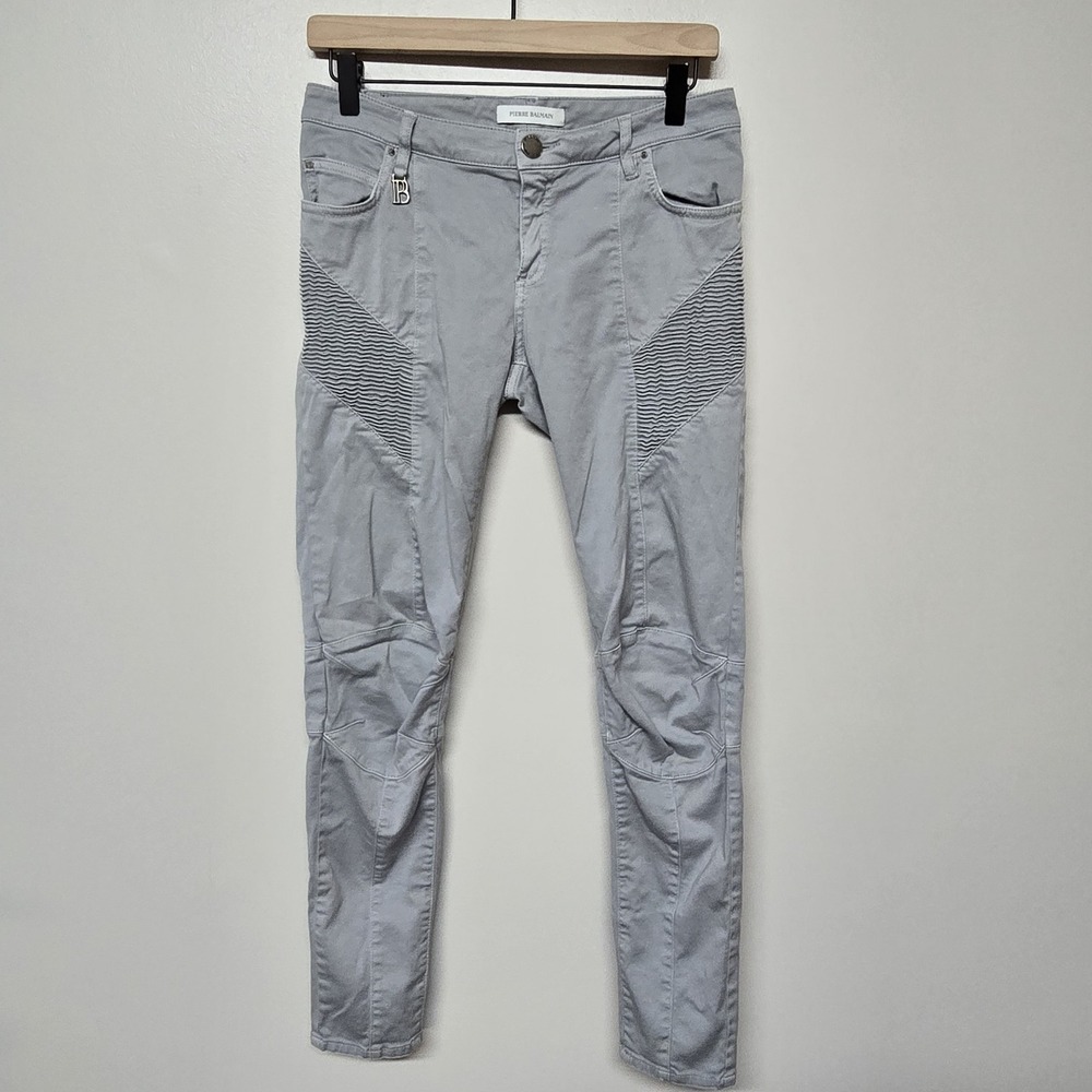 Pierre Balmain Womens Gray Moto Bike‎ Pants Size 29